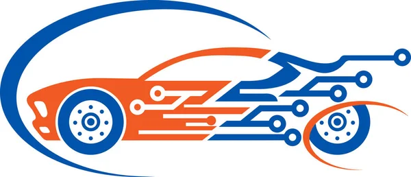 Ilustración Logotipo Circuito Coche Con Fondo Aislado — Vector de stock