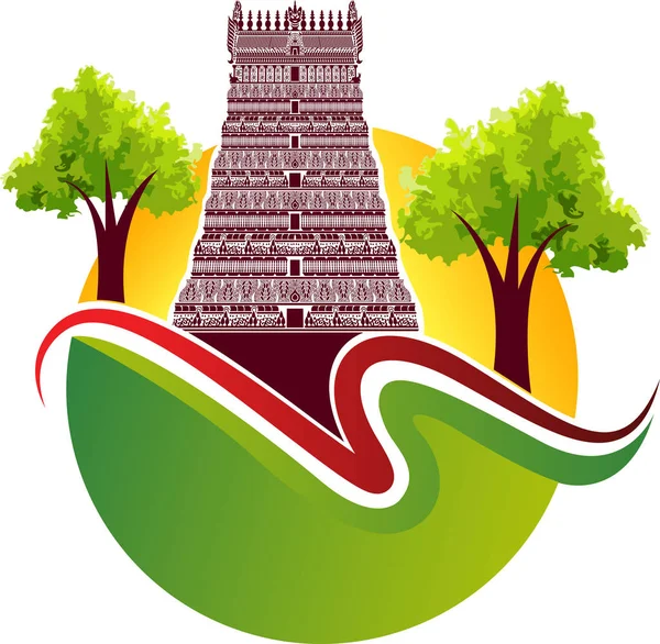 Illustration Art Hindu Temple Logo Isolated Background — Stock Vector