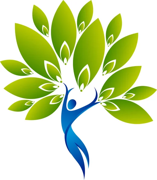 Ilustración Logotipo Árbol Yoga Con Fondo Aislado — Archivo Imágenes Vectoriales
