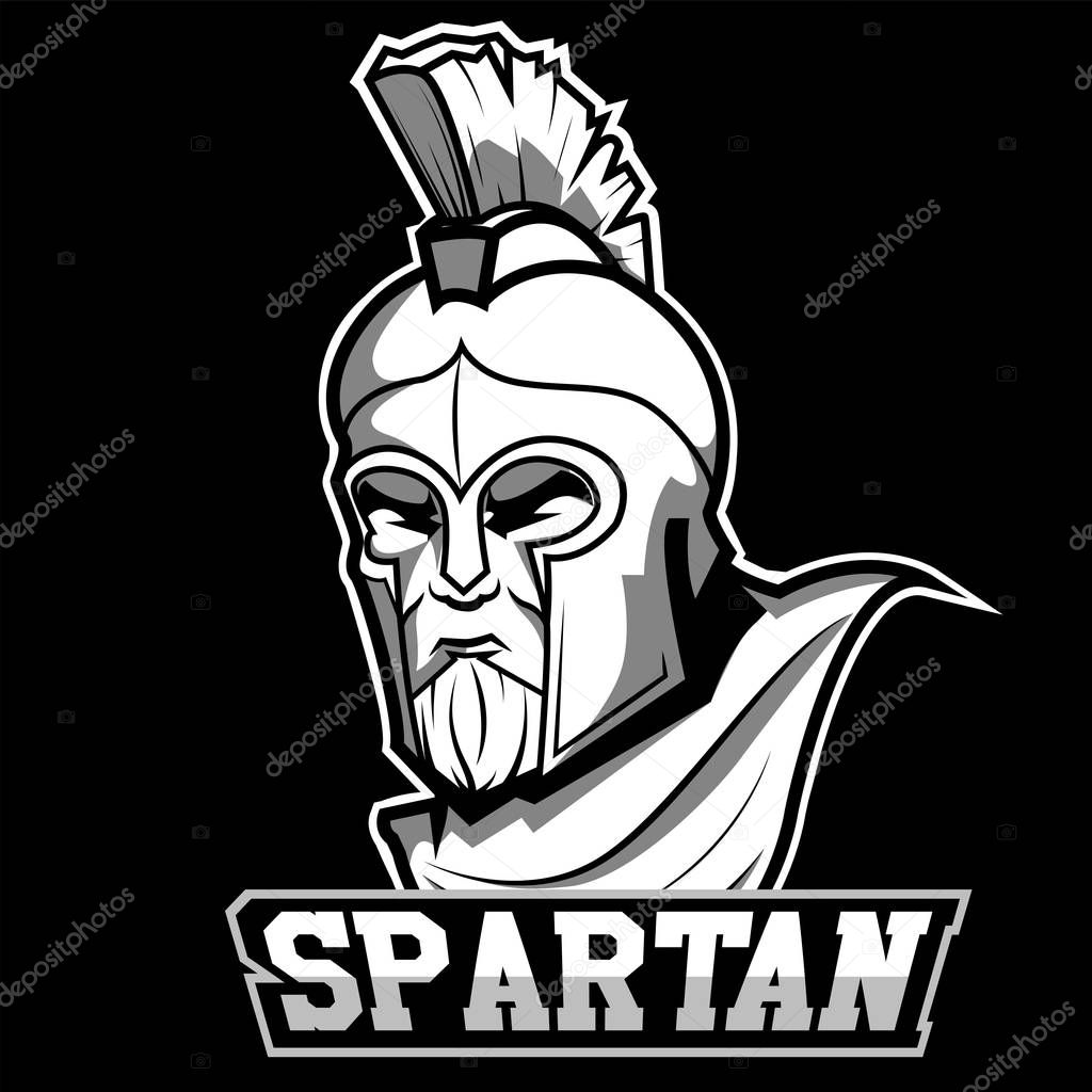 Vector illustration. Spartan warrior. Dark logo
