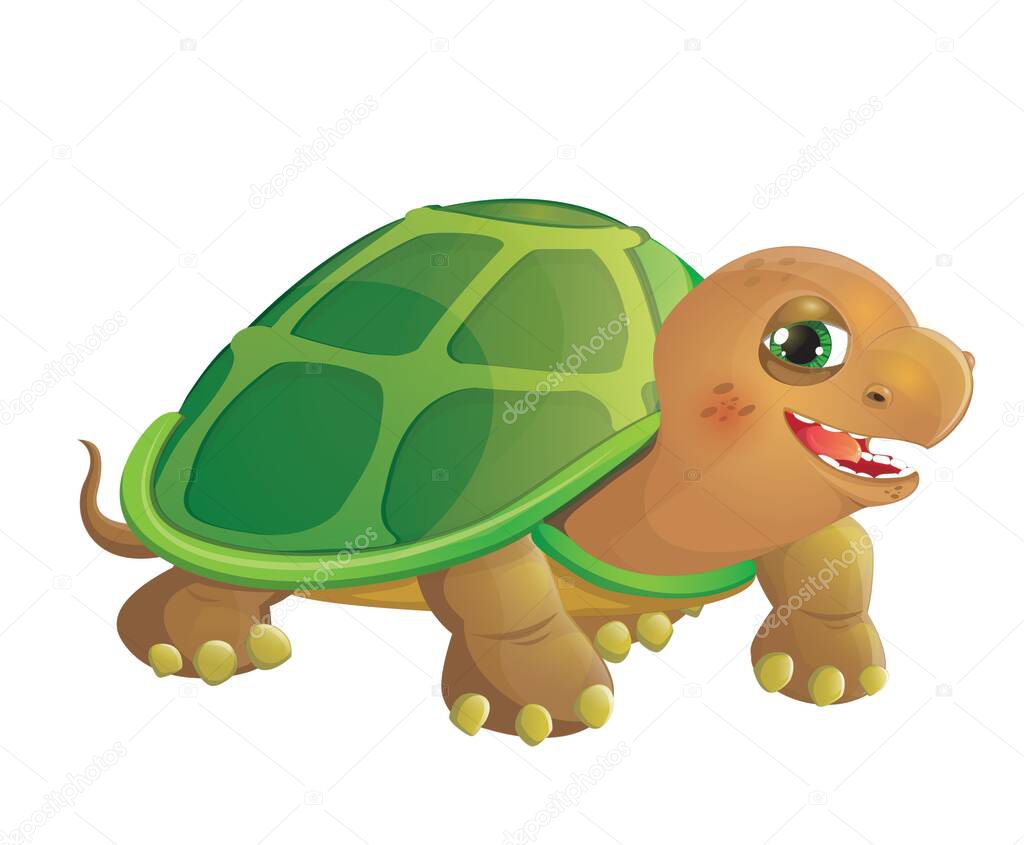 Turtle. Cartoon vector character. Help reptiles. Isolated on white background.
