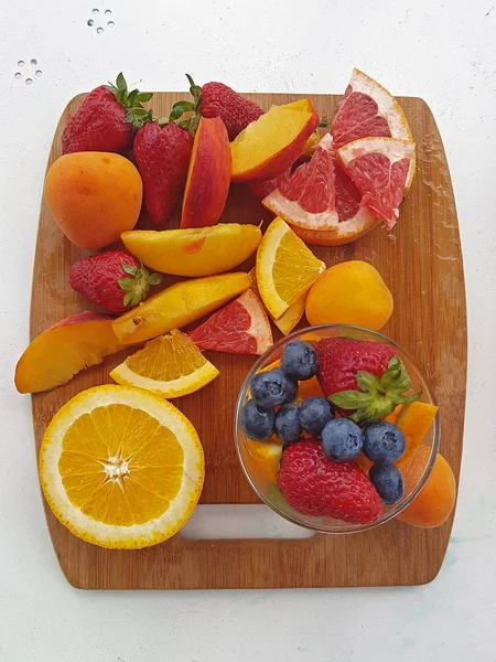 Meyve, yaz, sulu, narenciye, diyet, üstten görünüm, çilek, böğürtlen, kayısı, ahududu