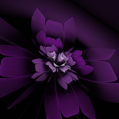 Fantezi fraktal çiçek koyu arka planda. Grafik tasarımınız için desen olarak çiçek