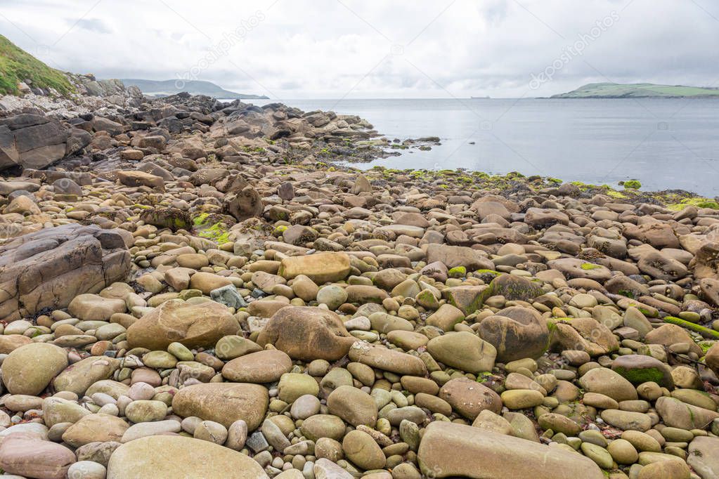 Stoney beach just outside Lerwick, Shetland Isles, Scotland