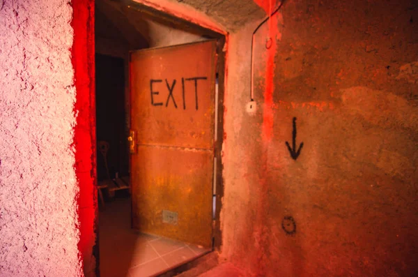 Old Rusty Metal Exit Door — Stock Photo, Image