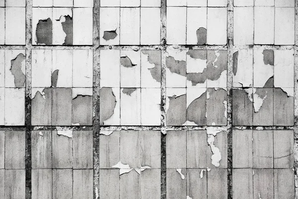 Zwart Wit Foto Tegels Muur Met Inachtneming Van Versleten Weer — Stockfoto