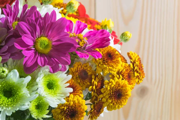 Nahaufnahme Eines Fragments Eines Straußes Heller Farbenfroher Schöner Blumen Auf — Stockfoto