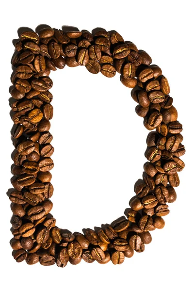 Roasted Coffee Bean Letter Isolated White — Stock Photo, Image