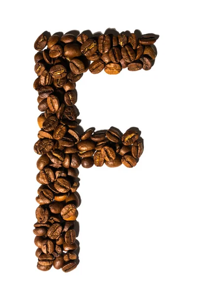 Roasted Coffee Bean Letter Isolated White — Stock Photo, Image