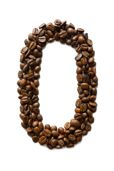 Dígito Con Granos Café Tostados Perfumados Sobre Fondo Blanco —  Fotos de Stock