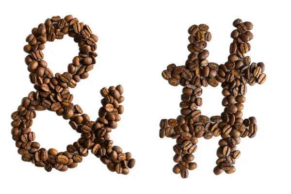 Ampersand Sign Hash Sign Lined Roasted Aromatic Coffee Beans Isolated Royalty Free Stock Images
