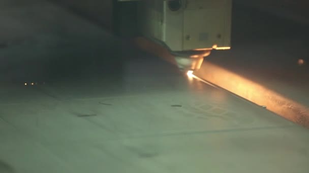 Cutting Torch Automated Machine Cuts Metal Movement Cutting Torch Spark — Stock Video