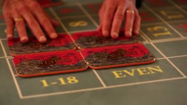 Barcelona, İspanya - 10 Ağustos 2018: Monte Carlo Casino salonu popüler karmaşık kumar 1863'te açtı