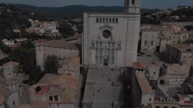 Saint Felix kilise ve katedral Girona manzarası. Catalonia