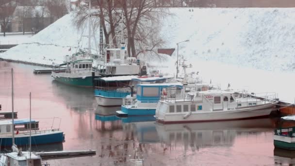 KLAIPEDA, LITHUANIA - 12 JANUARY 2018: Port in Klaipeda. Lithuania winter — Stock Video