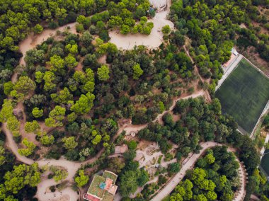 Barcelona, İspanya - 22 Ağustos 2018: görünüm Park Guell Barselona. Catalonia, İspanya