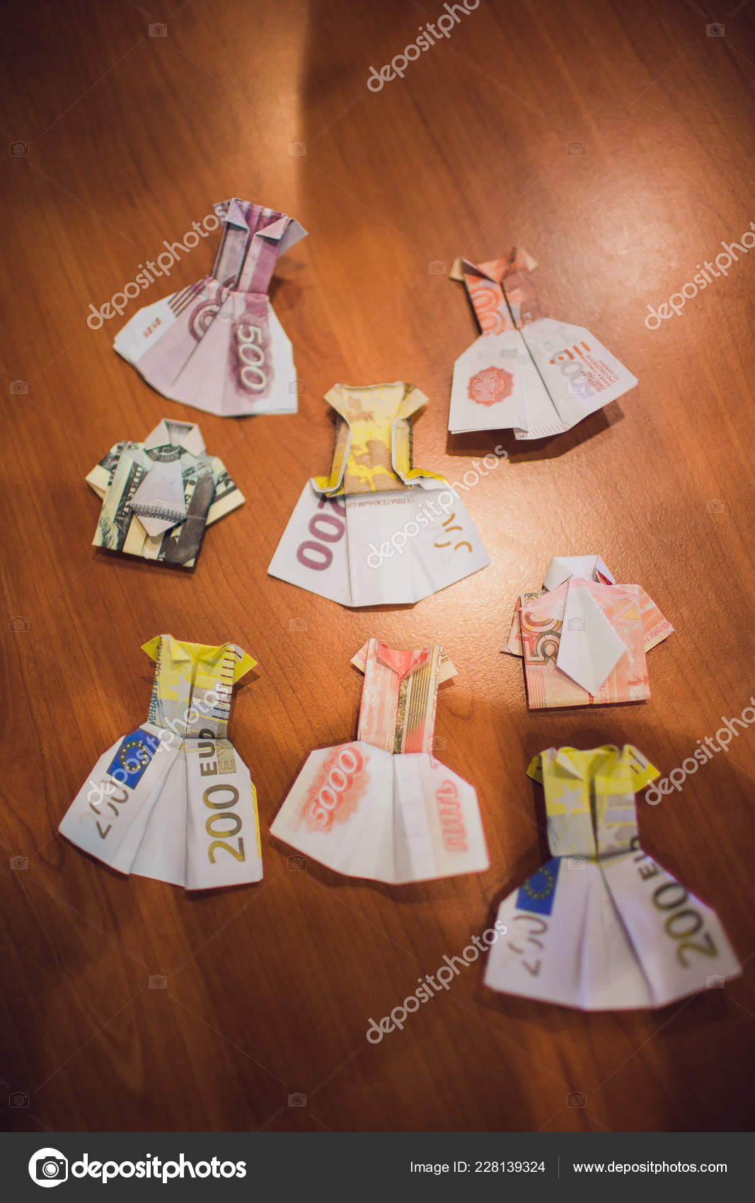 Dollar Origami Dress Moneygami Euro Russian Rubles