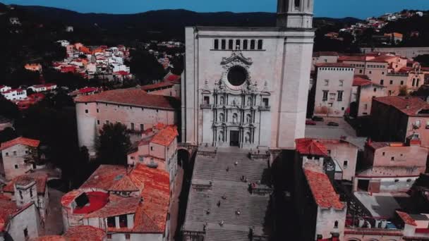 Palma de Mallorca Katedrali, Balear Adaları, İspanya ile hava cityscape — Stok video