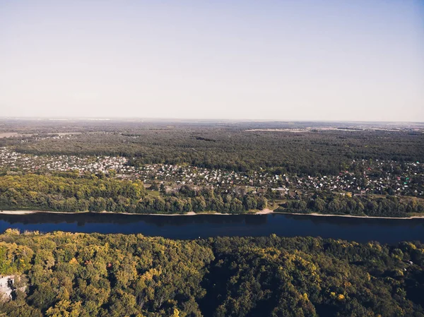 river and green forest. city Ufa, Russia.