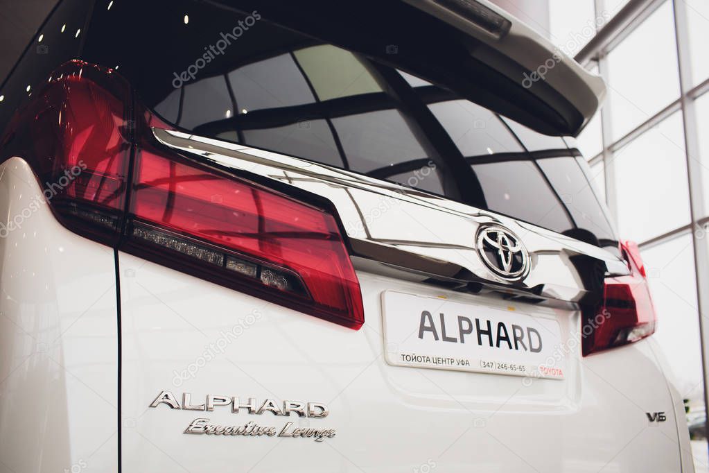 Ufa, Russia, Toyota Shop, 5 November, 2018 Toyota Alphard car is displaying at Toyota