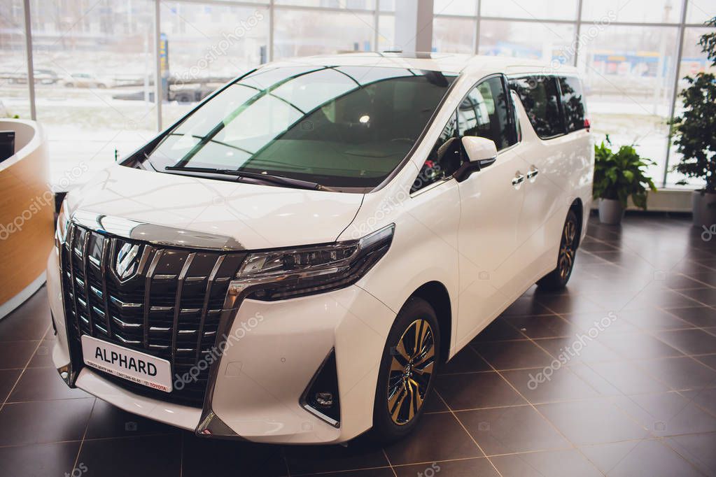 Ufa, Russia, Toyota Shop, 5 November, 2018 Toyota Alphard car is displaying at Toyota