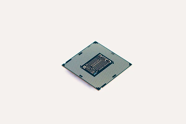 Computer engineering Microprocessor processor isolated on white background.