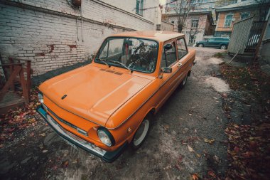 Ufa, Rusya, 30 Mayıs 2018: Retro Sovyet mini araba - Zaporozhets Zaz 968.