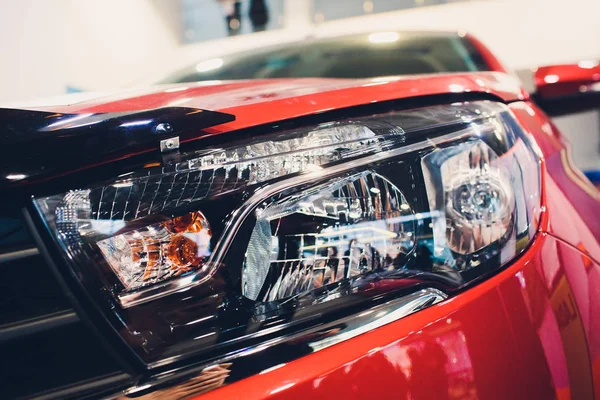 Close up detail on one of the LED headlights modern car. — Stock Photo, Image