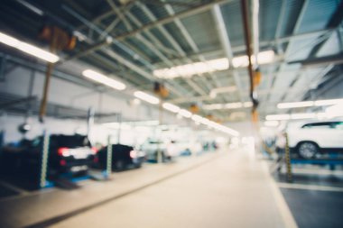 Soyut bulanıklık garaj ve automoblie iç arka plan işleme mavi beyaz dengesi için