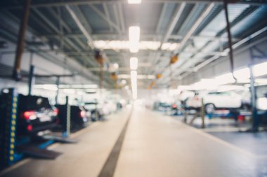 Soyut bulanıklık garaj ve automoblie iç arka plan işleme mavi beyaz dengesi için