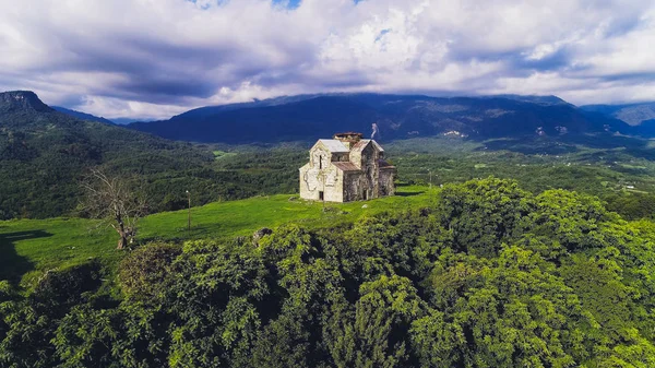 ancient graph ruins Aerial. Abkhazia. old house.