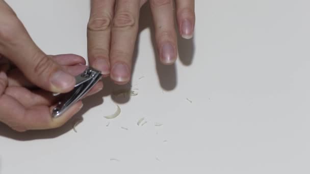 Long Finger Nails Dirty Its Time Cut Nail Clipper Isolated — Stock Video