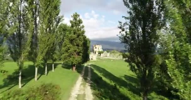 Eastern Abkhazia, village of Bedia Agubedi . Here is Bedia Cathedral of St. Mary, built in the X century by King Bagrat II. — Stock Video