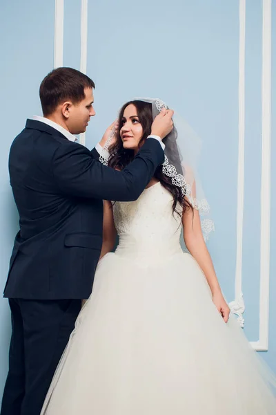 Family studio photography. Wedding photography pair. Husband and wife