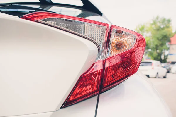 Led car headlight close-up. New modern vehicle detail light