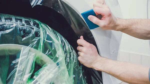 Protección de pintura del coche, proteger la instalación de recubrimiento — Foto de Stock