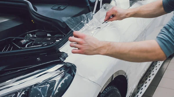 Protección de pintura del coche, proteger la instalación de recubrimiento —  Fotos de Stock