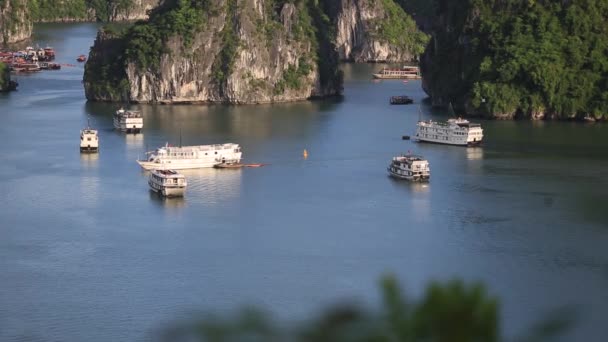 下龙湾越南登下龙湾、恒松索特洞穴港的景色 — 图库视频影像