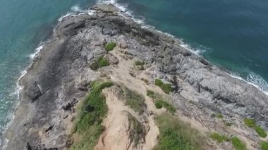 Promthep Cape üst görünüm mağara simgesi Phuket, Tayland. Drone kamera Phromthep mağara havadan görünümden görüntülemek noktası Phuket,