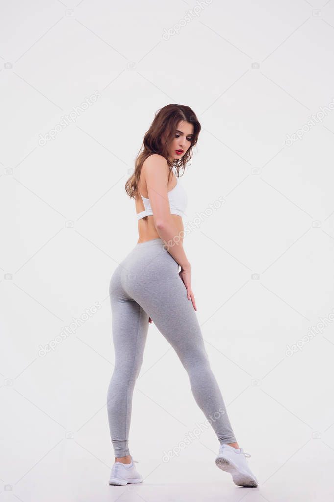 Figure sports girl on white background