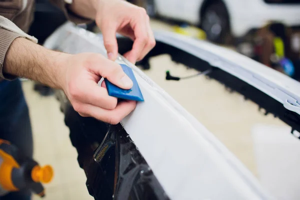 Car paint protection, protect coating installation — Stock Photo, Image