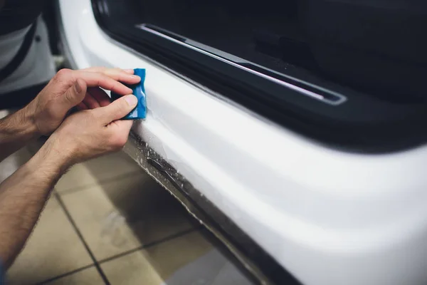 Car paint protection, protect coating installation — Stock Photo, Image