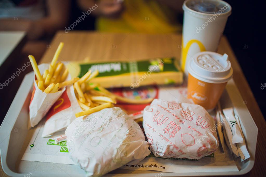 BARCELONA, SPAIN - 22 AUGUST 2018 combo set mcdonalds