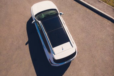 Ufa, Rusya Federasyonu - 1 Ağustos 2018: Hyundai Santa Fe 2018 yeni suv araba görünümü yukarıdan