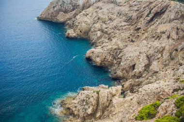 Cape Formentor Coast Kuzey Mallorca, İspanya fenerinde. Sanatsal gündoğumu ve alacakaranlık landascape.