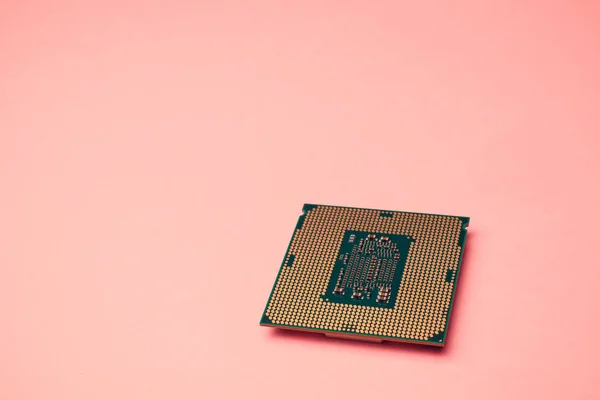 色付きの背景に分離されたコンピューターのプロセッサ — ストック写真