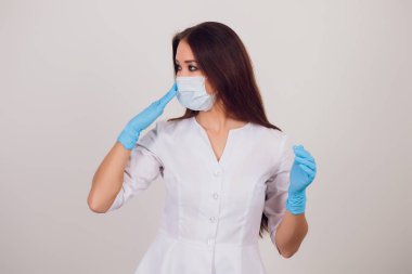 Güzel kadın tıp doktor gülümsemek yüz. Tıbbi bakım, hastalık teşhis, fiziksel, Doktor Danışma, sigorta kavramı. Dermatolog veya onkolog muayene.
