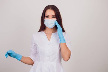Güzel kadın tıp doktor gülümsemek yüz. Tıbbi bakım, hastalık teşhis, fiziksel, Doktor Danışma, sigorta kavramı. Dermatolog veya onkolog muayene.