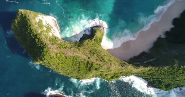 Manta Bay nebo Kelingking Beach na ostrově Nusa Penida, Bali, Indonésie — Stock video
