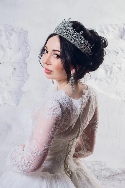 Sposa abito da sposa bianco matrimonio amore donna ragazza . — Foto Stock